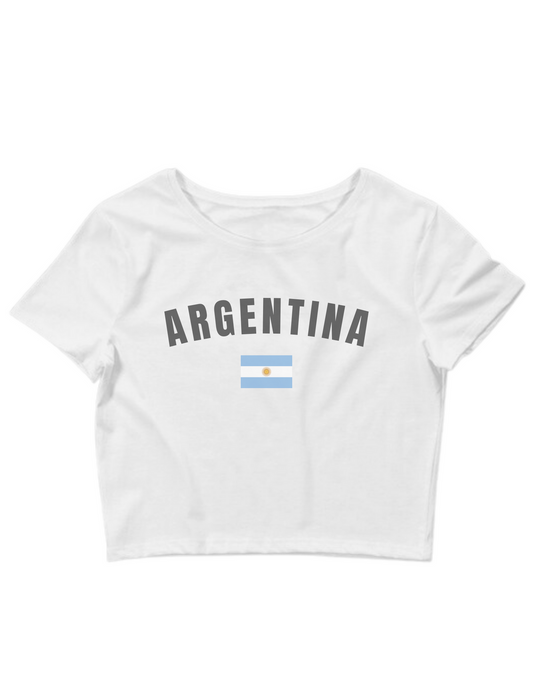 Printed 'Argentina' Cropped, Short Sleeve, Adult Female, Baby Tee