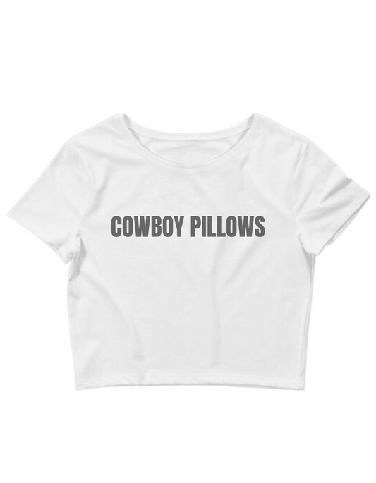 Printed 'Cowboy Pillows' Cropped, Short Sleeve, Adult Female, Baby Tee