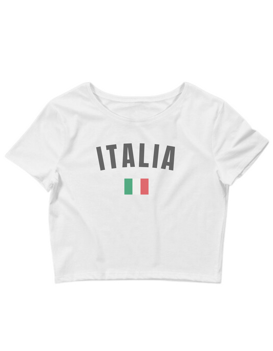 Printed 'Italia' Cropped, Short Sleeve, Adult Female, Baby Tee
