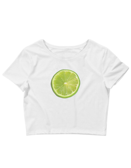 Printed 'Lime' Cropped, Short Sleeve, Adult Female, Baby Tee