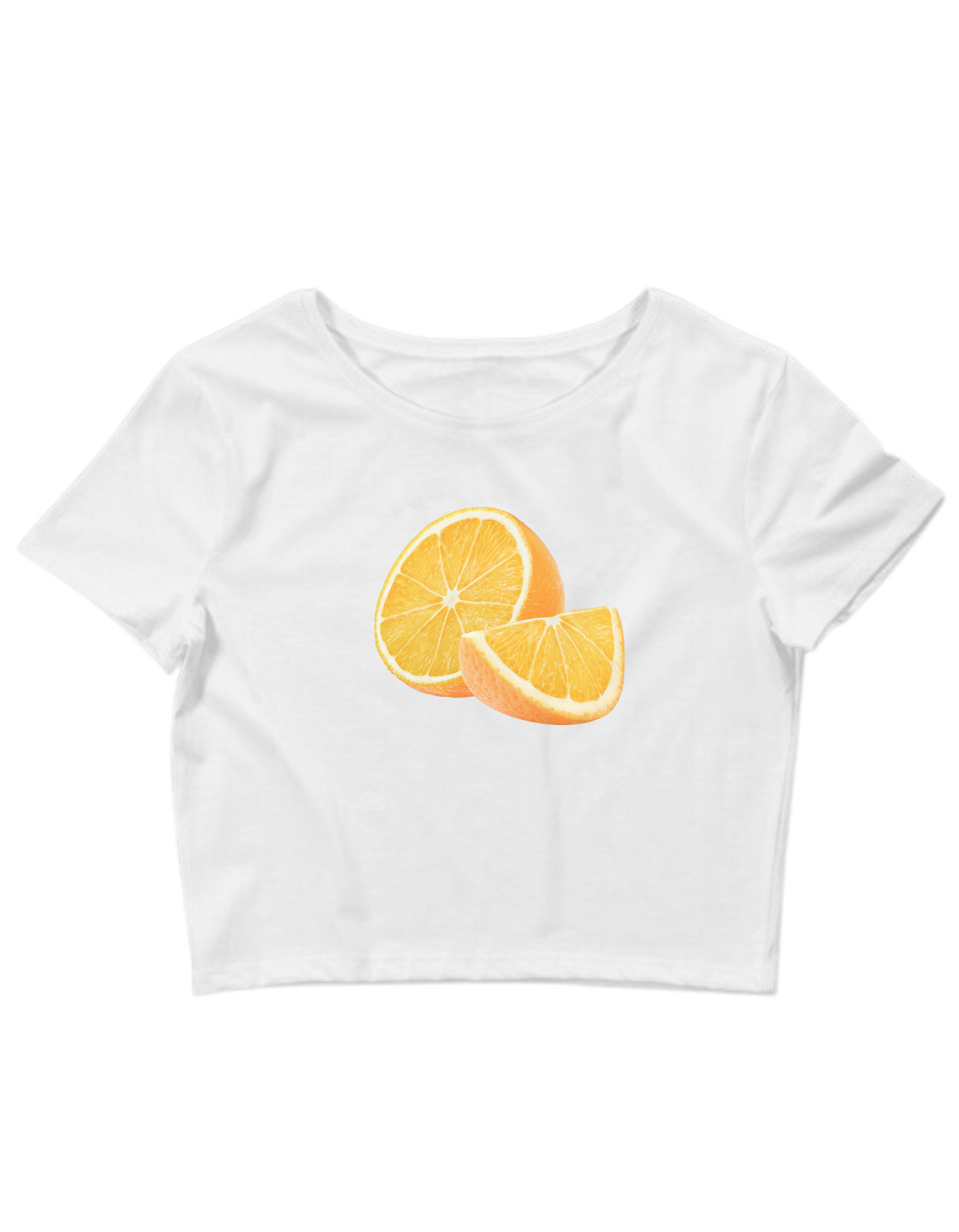 Printed 'Orange Slice' Cropped, Short Sleeve, Adult Female, Baby Tee