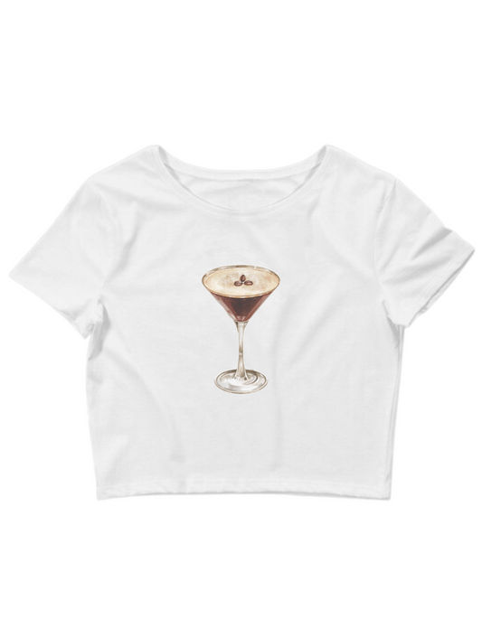 Printed 'Expresso Martini' Cropped, Short Sleeve, Adult Female, Baby Tee