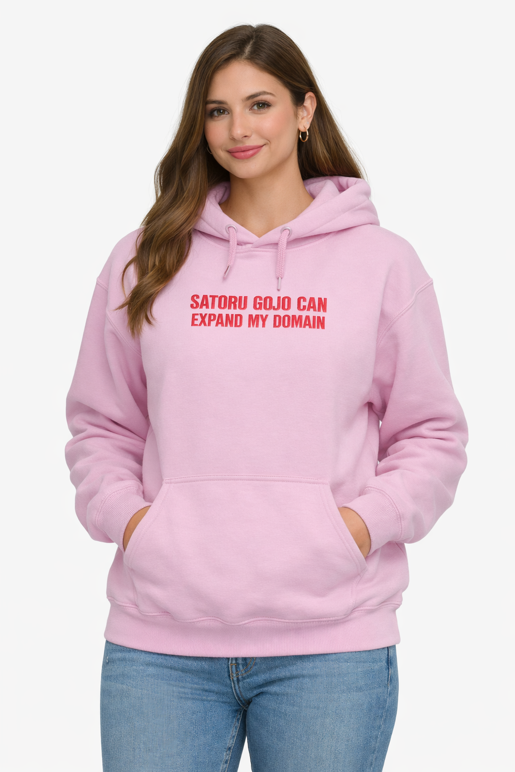 Embroidered 'Satoru Gojo can expand my domain' Hoodie or Crew Neck, Long Sleeve, Classic fit, Unisex, Adult