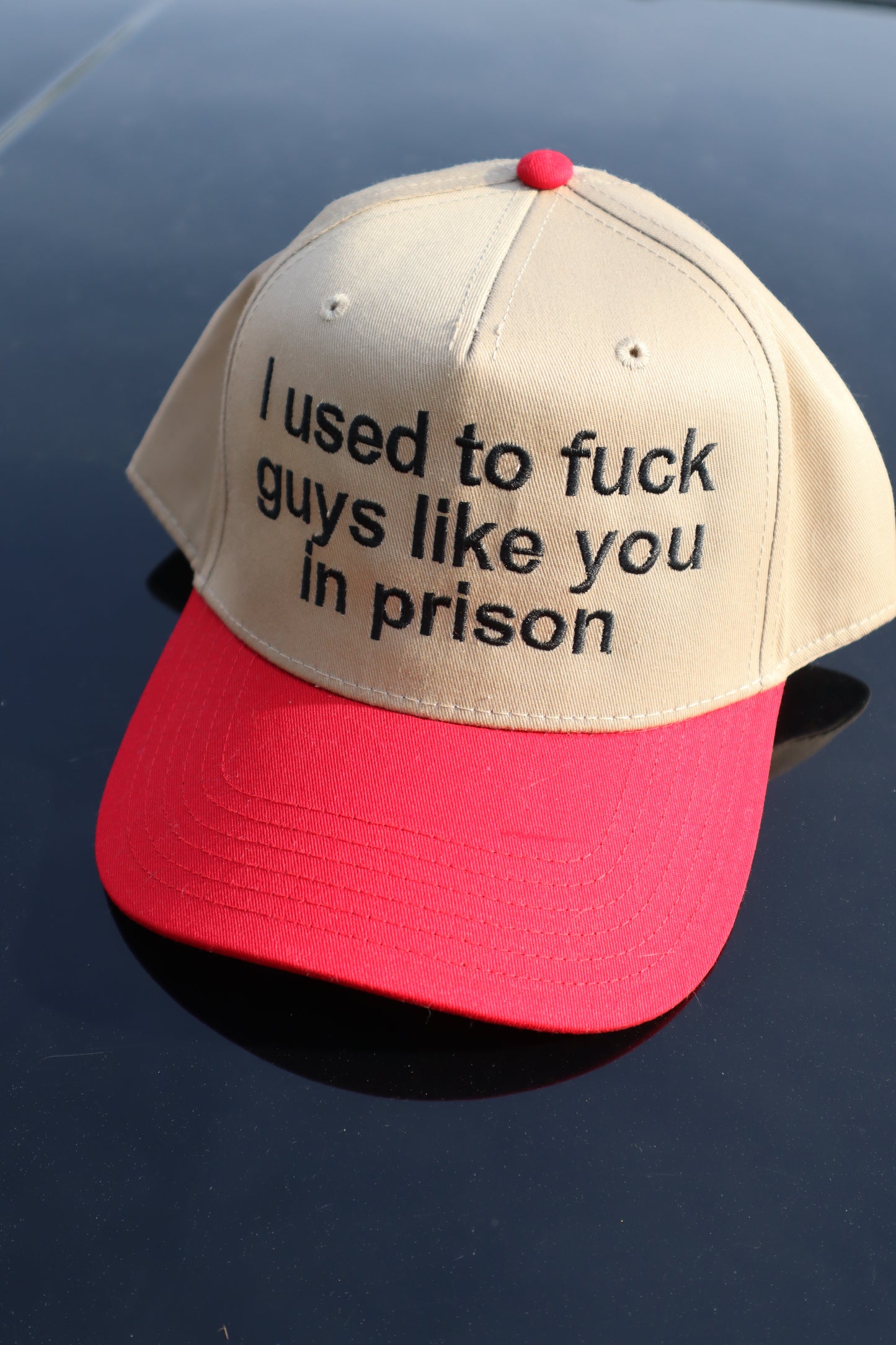 Embroidered "I used to f guys like you in prison" Hats, Unisex, Adult