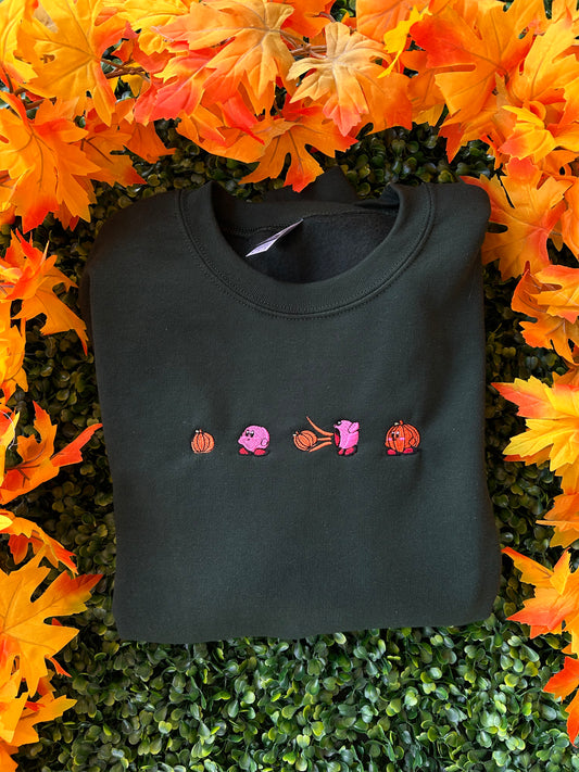 Embroidered 'Pumpkin' Hoodie, Crew Neck Long Sleeve or T-Shirt Short Sleeve, Classic fit, Unisex, Adult