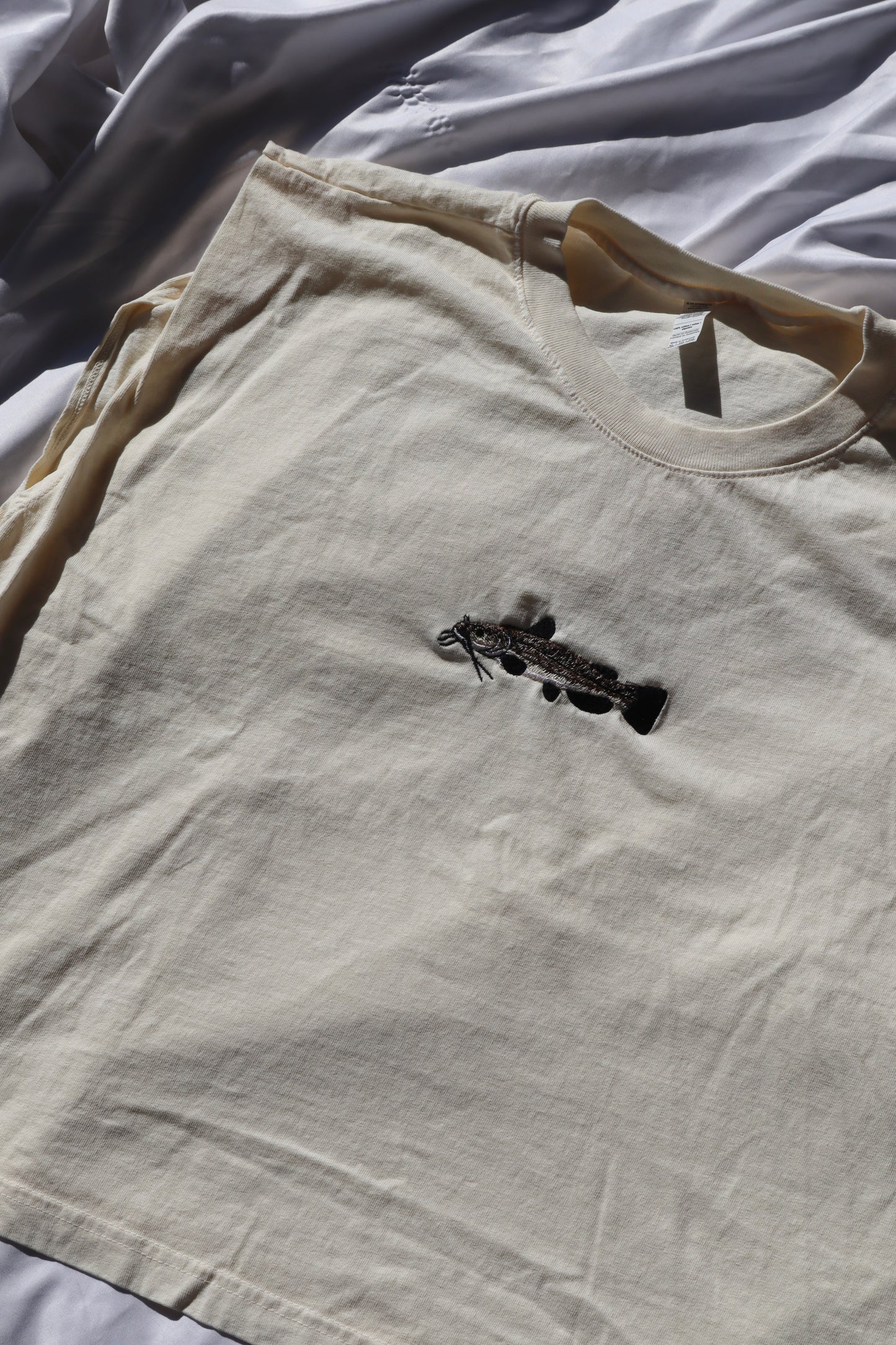 Embroidered Catfish Cropped Muscle Tee, Tank Top, Crop Fit, Unisex, Adult