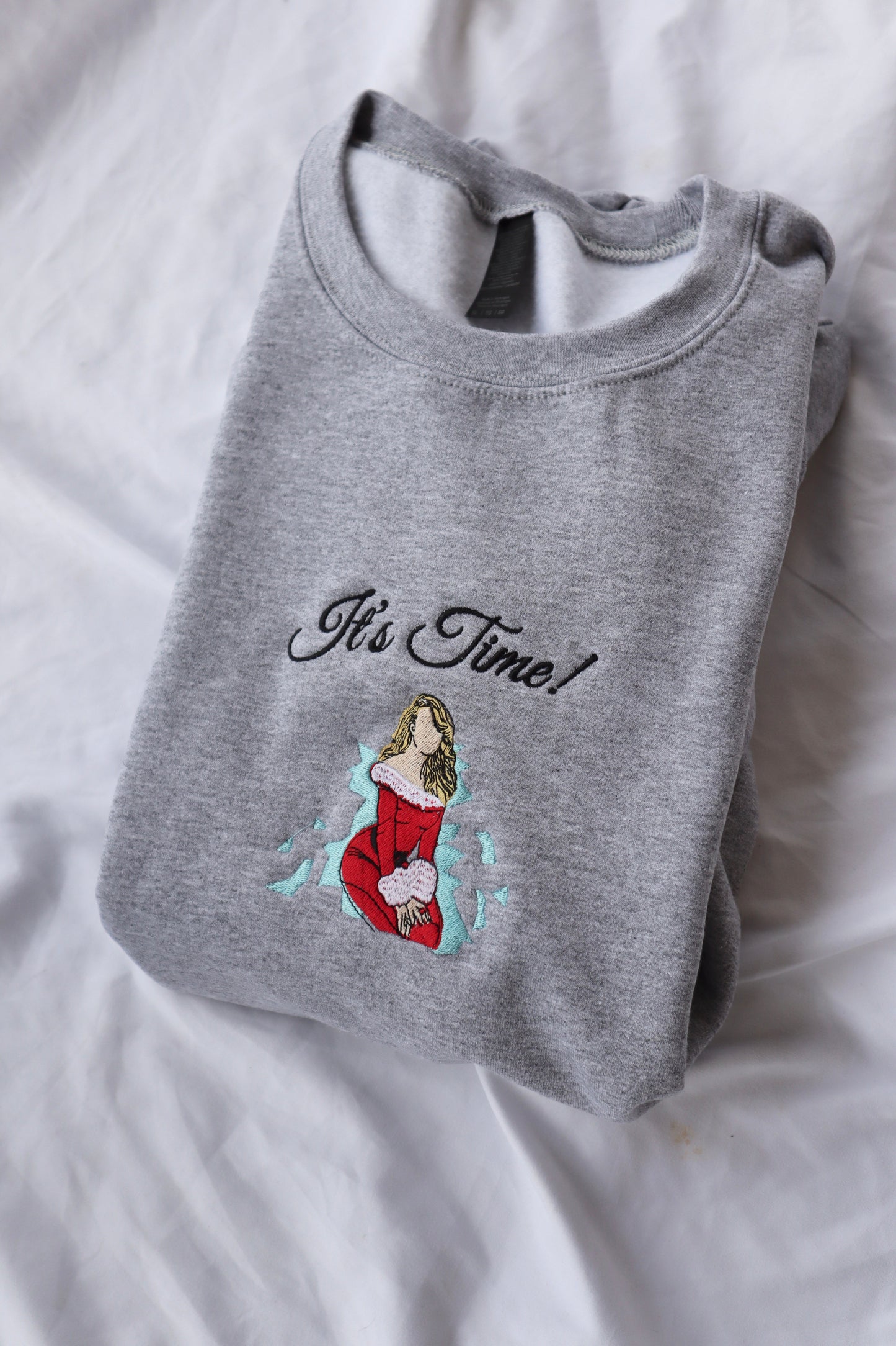 Embroidered “It's Time Defrosting Christmas Lady” Holidays Christmas Hoodies or Crewnecks Unisex · Classic Fit · Long Sleeve · Adult
