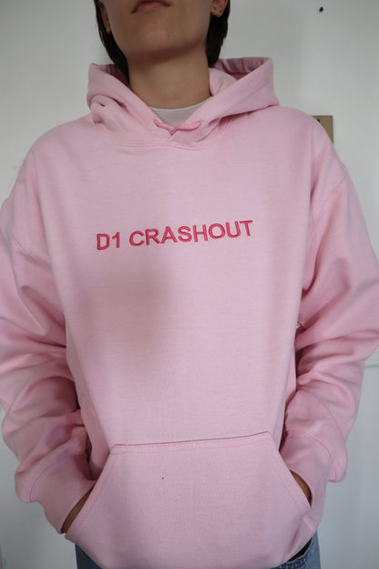 Embroidered 'D1 CRASHOUT' Hoodie or Crew Neck, Long Sleeve, Classic fit, Unisex, Adult