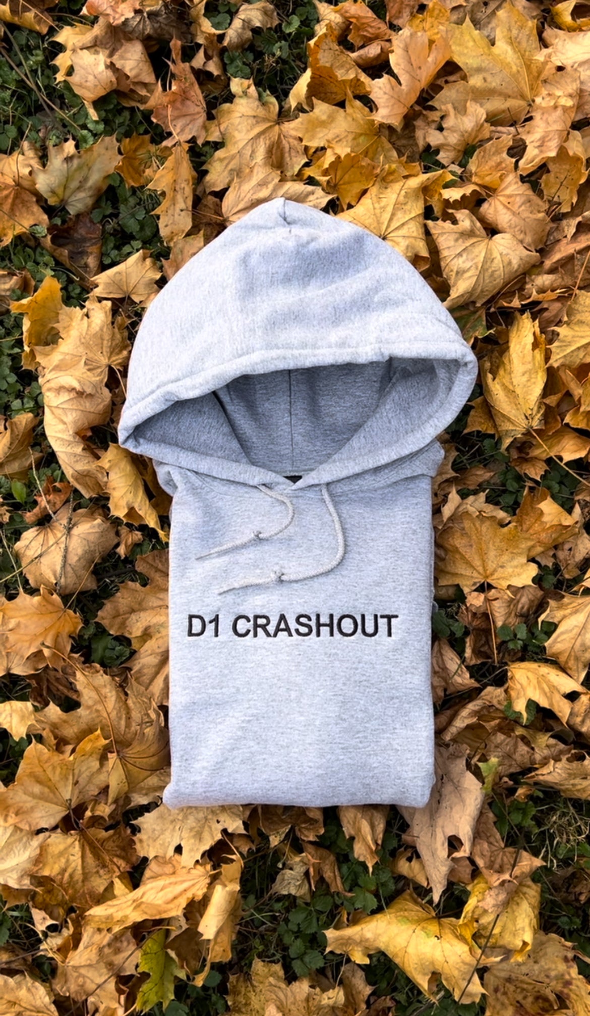 Embroidered 'D1 CRASHOUT' Hoodie or Crew Neck, Long Sleeve, Classic fit, Unisex, Adult