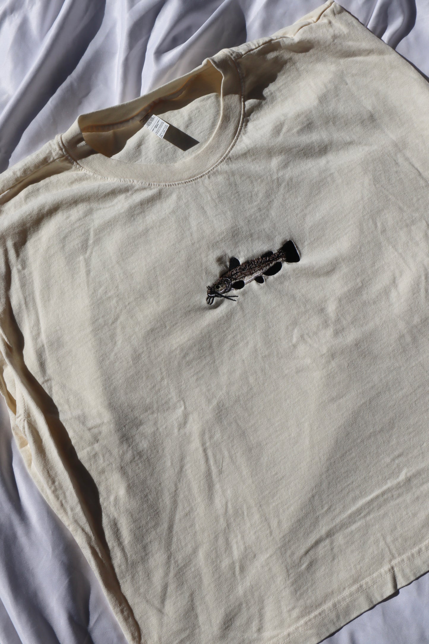 Embroidered Catfish Cropped Muscle Tee, Tank Top, Crop Fit, Unisex, Adult