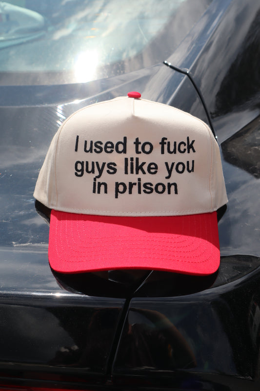 Embroidered "I used to f guys like you in prison" Hats, Unisex, Adult