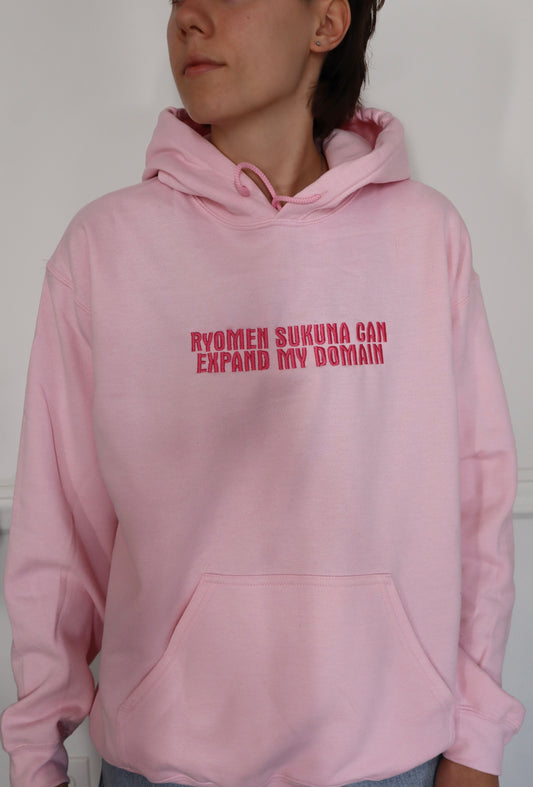 Embroidered 'Ryomen Sukuna can expand my domain' Hoodie or Crew Neck, Long Sleeve, Classic fit, Unisex, Adult