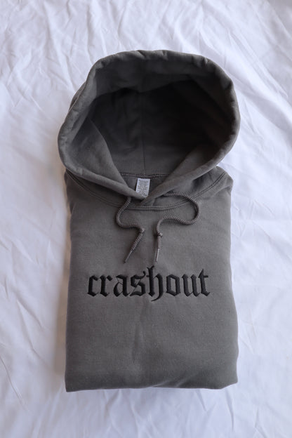 Embroidered 'crashout' Hoodie or Crew Neck, Long Sleeve, Classic fit, Unisex, Adult