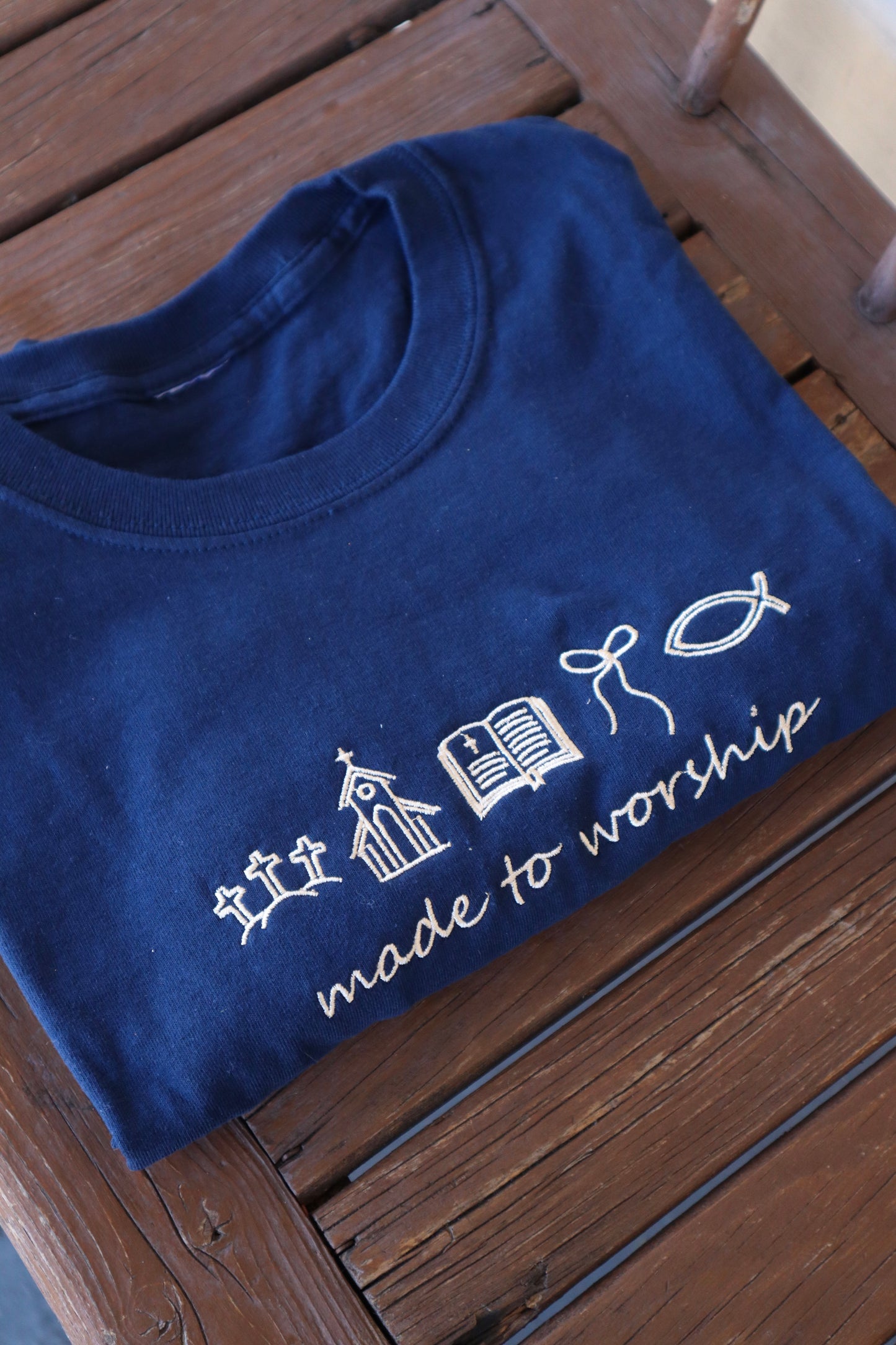 Embroidered Made to Worship, Jesus, Easter, Short Sleeve, Modern Classic Fit, Unisex, Adult T-Shirt