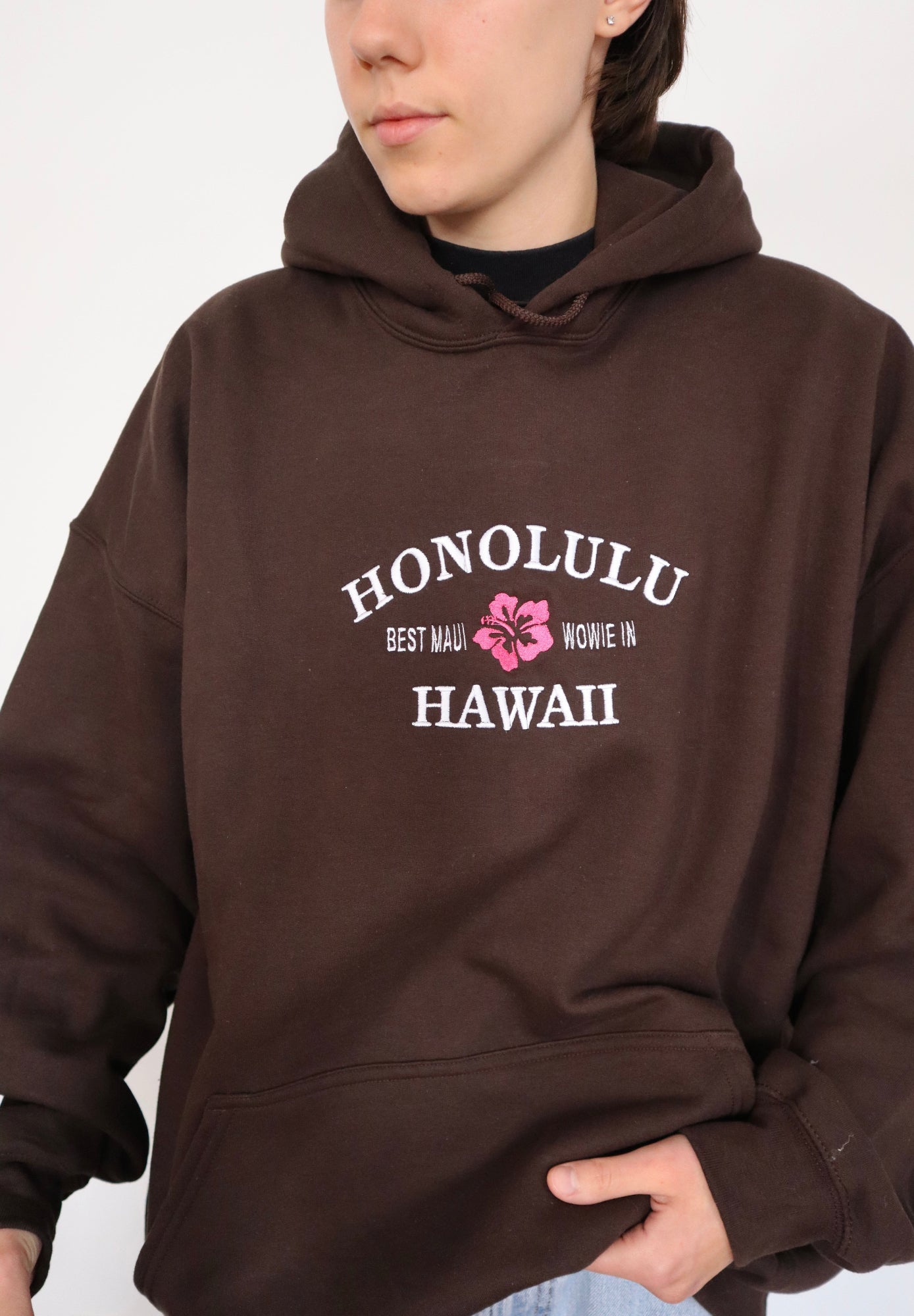 Embroidered Honolulu, Best Maui Wowwwi in Hawaii Hoodie or Crew Neck, Long Sleeve, Classic fit, Unisex, Adult