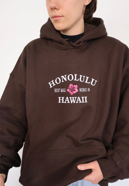 Embroidered Honolulu, Best Maui Wowwwi in Hawaii Hoodie or Crew Neck, Long Sleeve, Classic fit, Unisex, Adult