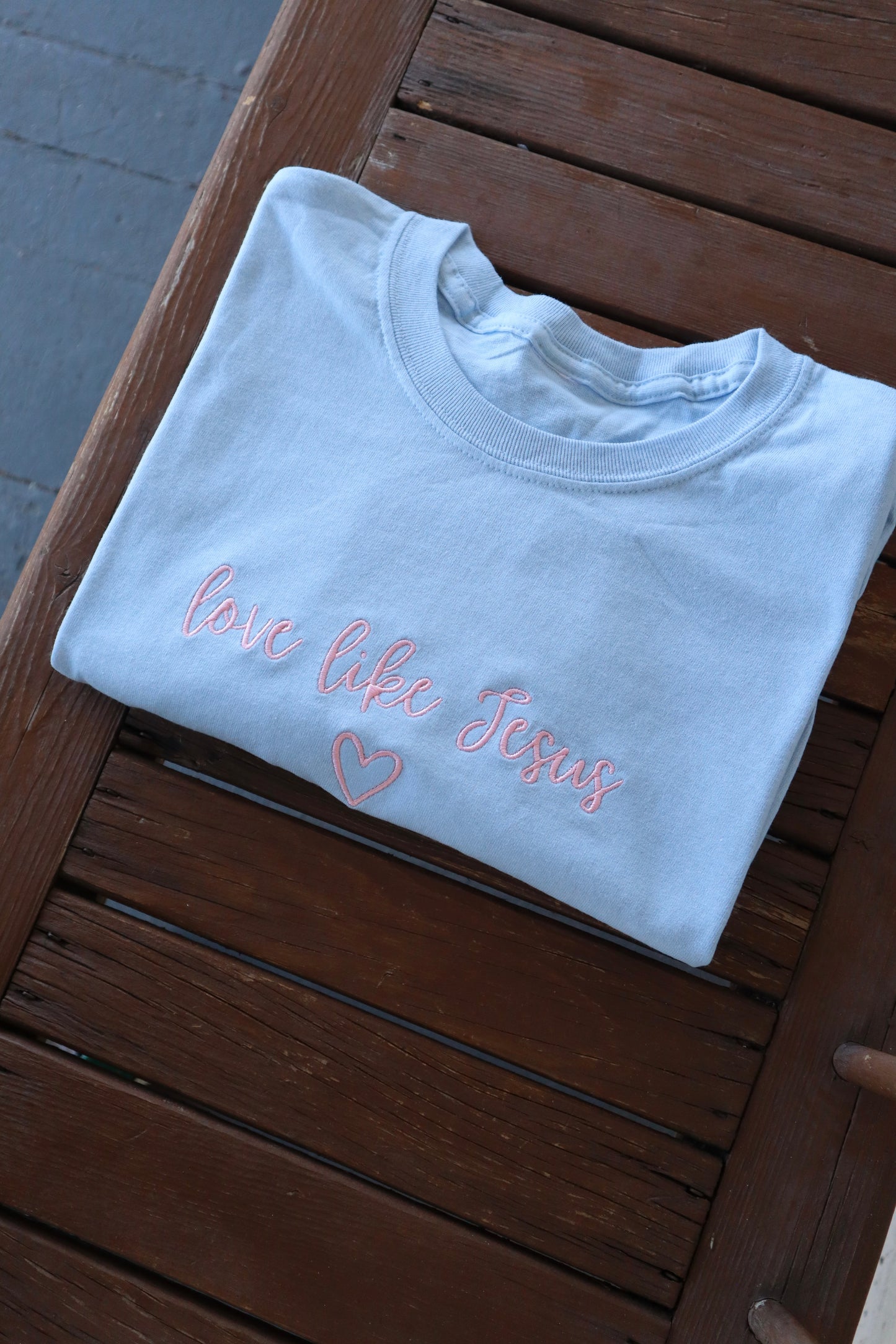 Embroidered love like Jesus, Easter, Short Sleeve, Modern Classic Fit, Unisex, Adult T-Shirt