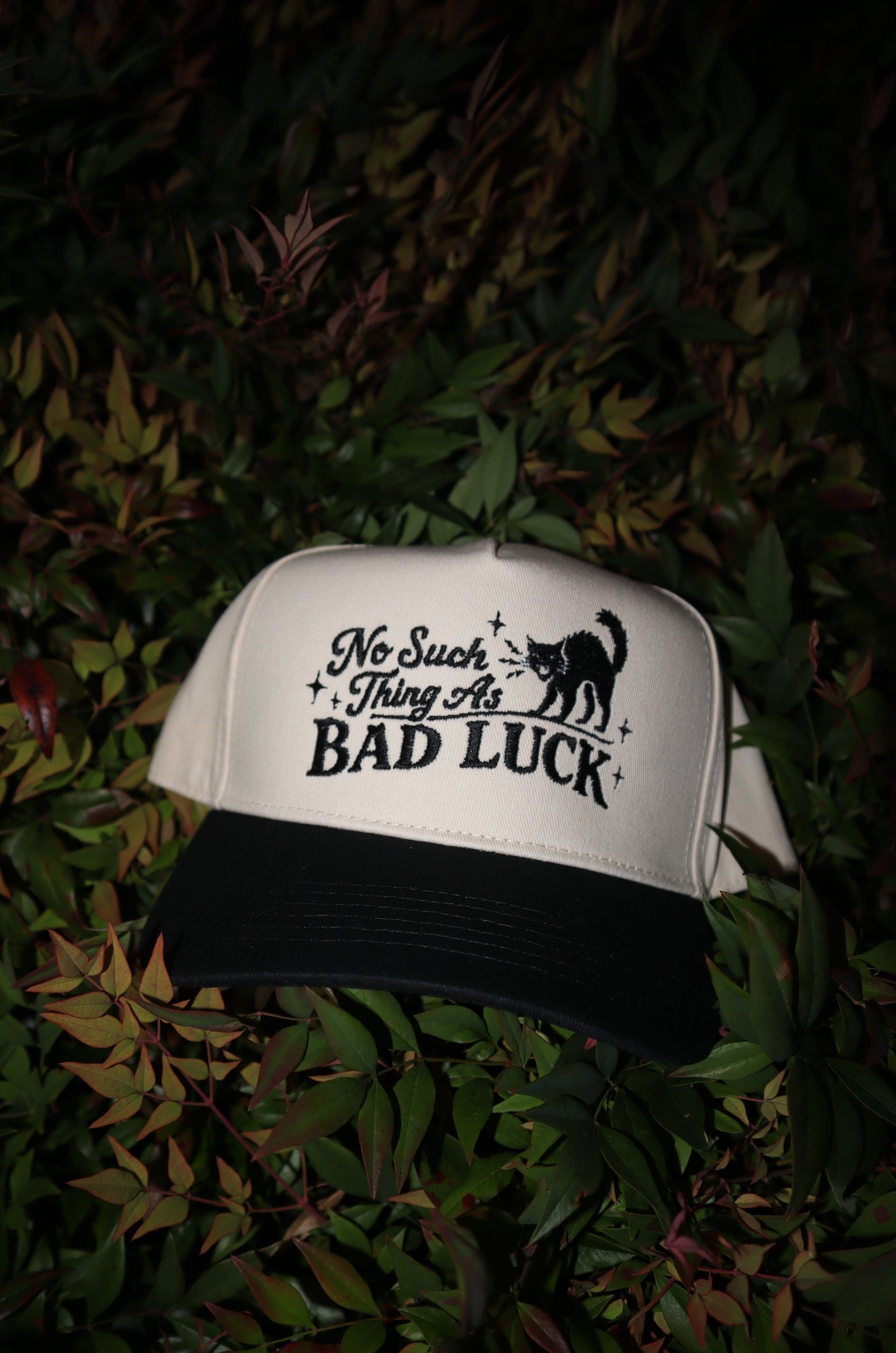 Embroidered No Such Thing As Bad Luck, Black Cat Unisex, Halloween, 5-Panel, One Size Fits Most, Snapback Cap