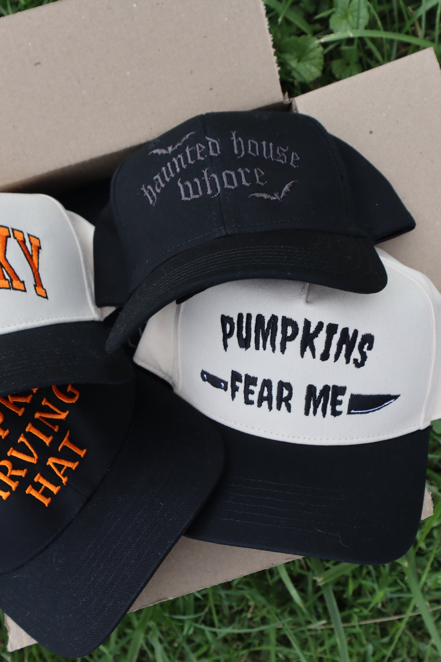 Embroidered Pumpkins Fear Me Unisex, Halloween, 5-Panel, One Size Fits Most, Snapback Cap