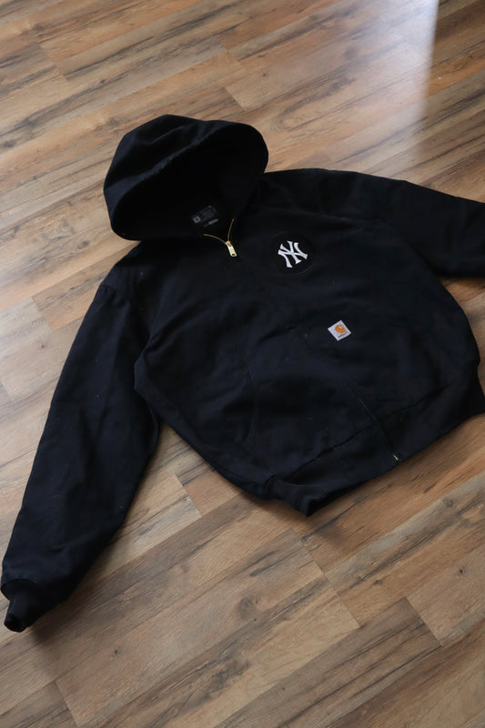 Embroidered Black New York Yankees Carhartt Hooded Jacket