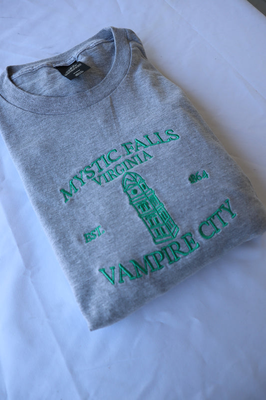 Embroidered 'Vampire City' Hoodie or Crew Neck, Long Sleeve, Classic fit, Unisex, Adult