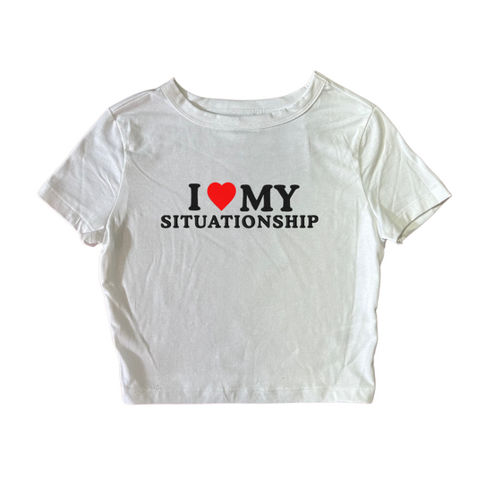 Embroidered ‘I Heart My Situationship’ Cropped, Short Sleeve, Petite fit, Adult, Female, T-Shirt
