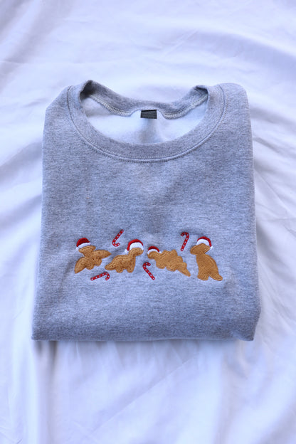 Embroidered “Christmas Dino Chicken Nuggets” Christmas Hoodie or Crewneck, Holiday Sweatshirt, Unisex, Classic Fit, Long Sleeve, Adult
