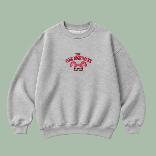 Embroidered “The Pink Nightmare” Holidays Christmas Hoodies or Crewnecks Unisex · Classic Fit · Long Sleeve · Adult