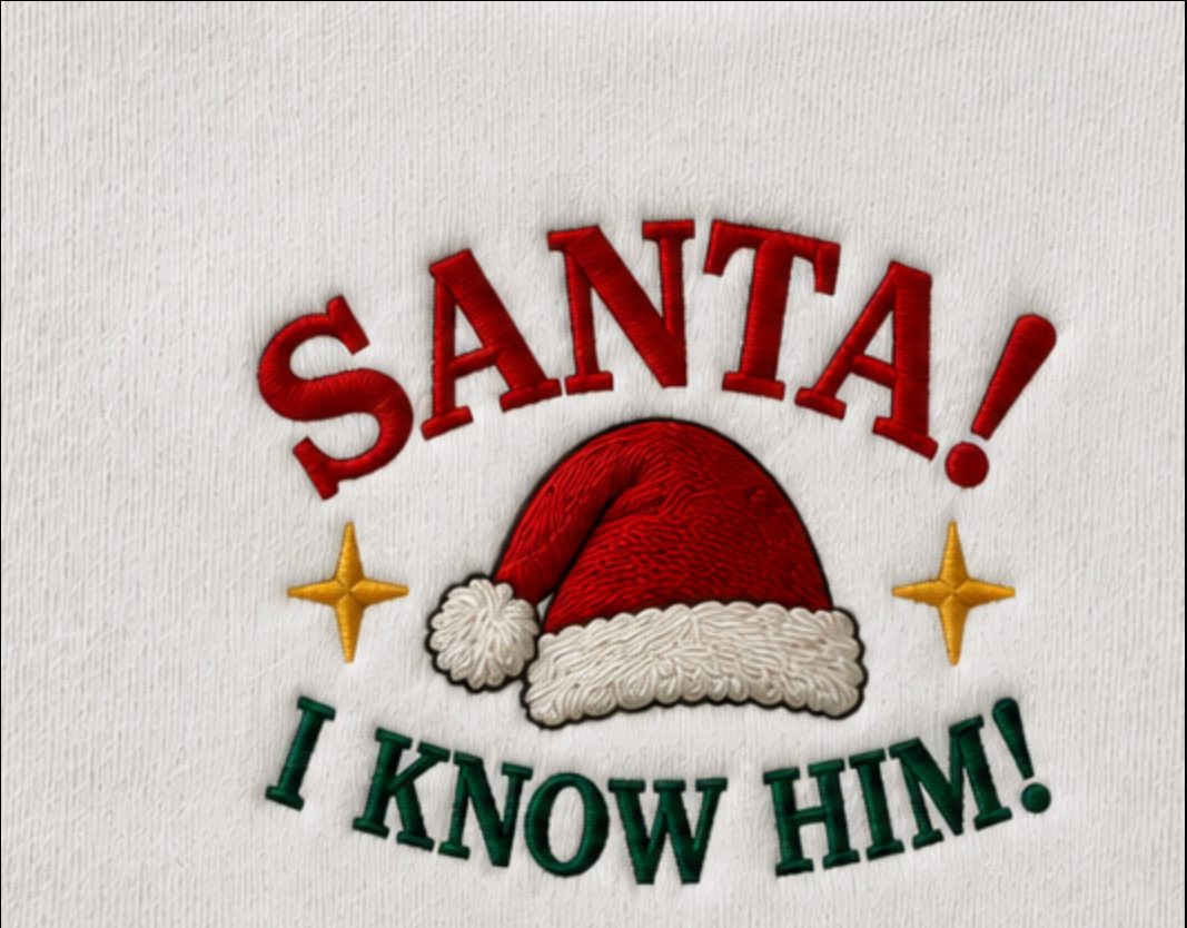 Embroidered “Santa I Know Him” Holidays Christmas Hoodies or Crewnecks Unisex · Classic Fit · Long Sleeve · Adult