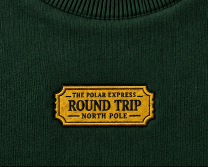 Embroidered “Train Ticket North Pole” Holidays Christmas Hoodies or Crewnecks Unisex · Classic Fit · Long Sleeve · Adult