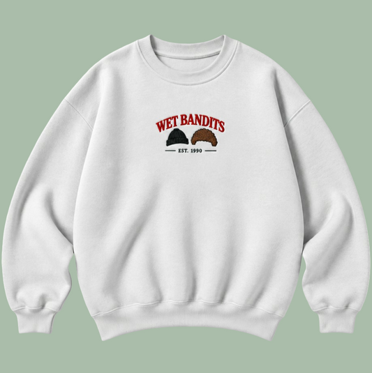 Embroidered “Wet Bandits” Holidays Christmas Hoodies or Crewnecks Unisex · Classic Fit · Long Sleeve · Adult
