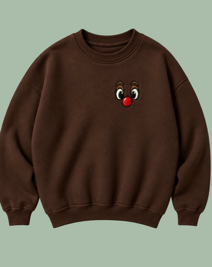 Embroidered “Reindeer Face” Holidays Christmas Hoodies or Crewnecks Unisex · Classic Fit · Long Sleeve · Adult