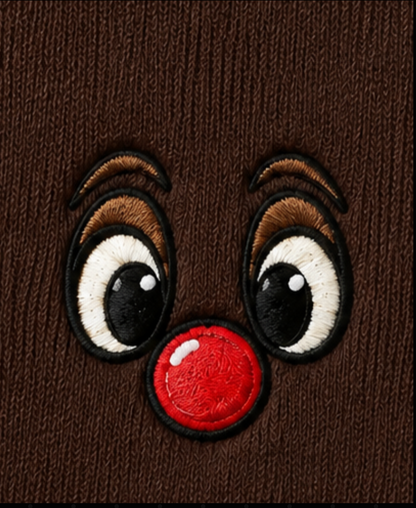 Embroidered “Reindeer Face” Holidays Christmas Hoodies or Crewnecks Unisex · Classic Fit · Long Sleeve · Adult