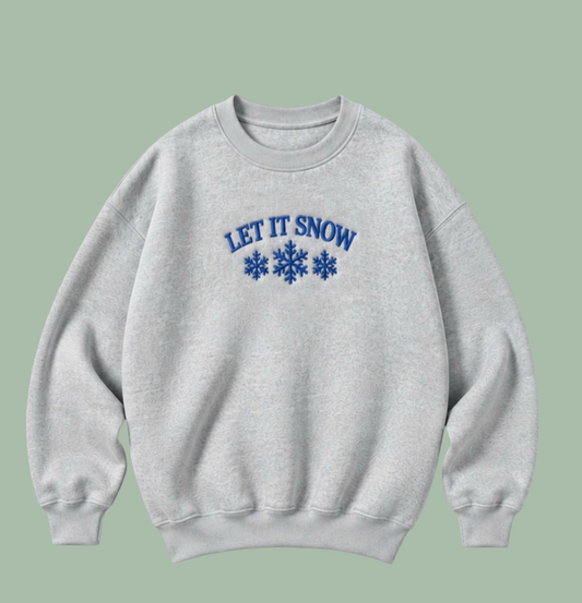 Embroidered “Let It Snow” Holidays Christmas Hoodies or Crewnecks Unisex · Classic Fit · Long Sleeve · Adult