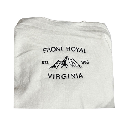 Embroidered 'Front Royal Mountains' Hoodie or Crew Neck, Long Sleeve, Classic fit, Unisex, Adult