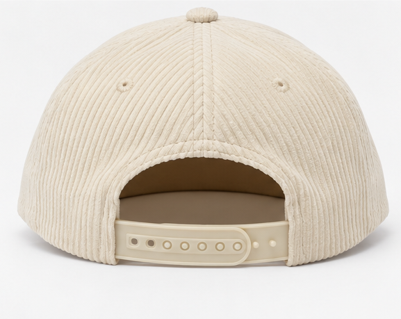 Embroidered Stay Jolly Ivory Corduroy Five-Panel Rope Cap
