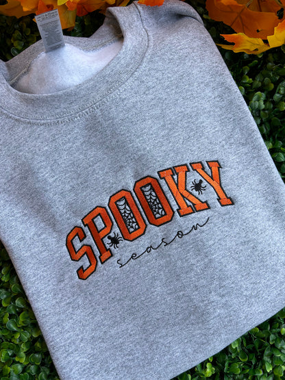 Embroidered 'Spooky Season' Hoodie or Crew Neck, Long Sleeve, Classic fit, Unisex, Adult