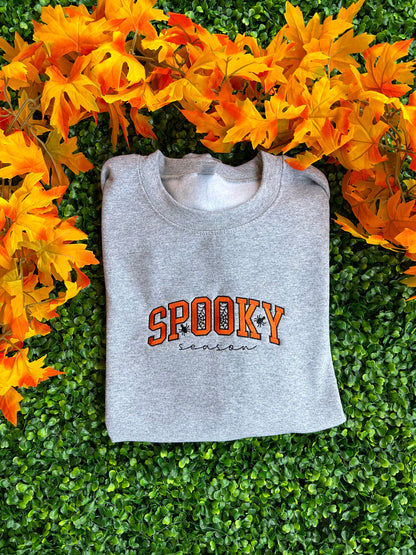 Embroidered 'Spooky Season' Hoodie or Crew Neck, Long Sleeve, Classic fit, Unisex, Adult