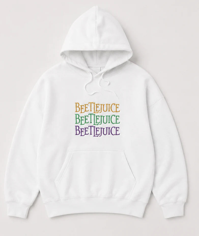 Embroidered 'Beetle Beetle Beetle' Hoodie or Crew Neck, Long Sleeve, Classic fit, Unisex, Adult