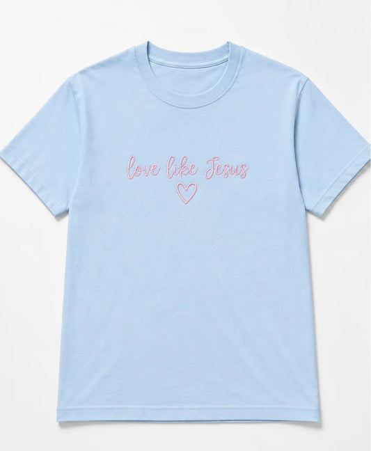 Embroidered love like Jesus, Easter, Short Sleeve, Modern Classic Fit, Unisex, Adult T-Shirt