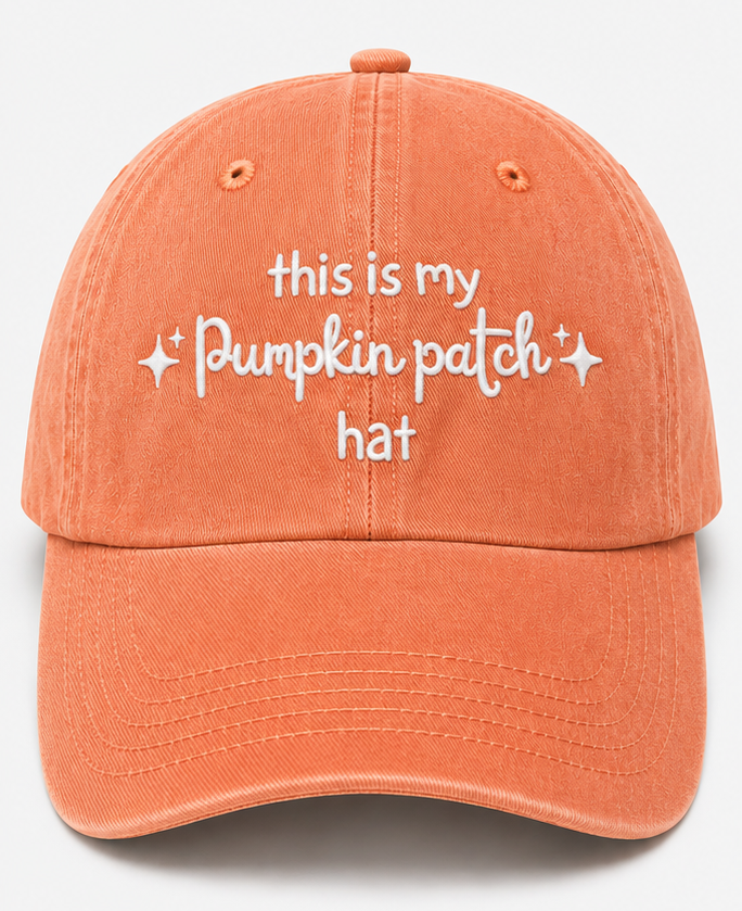 Embroidered This Is My Pumpkin Patch Hat, Adult, Unisex, Washed Chino Cap