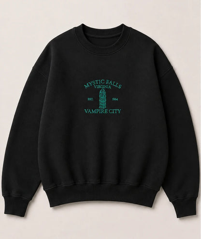 Embroidered 'Vampire City' Hoodie or Crew Neck, Long Sleeve, Classic fit, Unisex, Adult