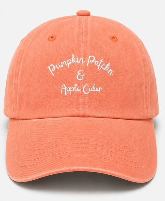 Embroidered Pumpkin Patches and Apple Cider Hat, Adult, Unisex, Washed Chino Cap