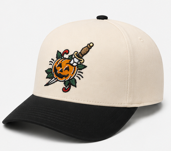 Embroidered American Traditional Pumpkin Unisex, Halloween, 5-Panel, One Size Fits Most, Snapback Cap