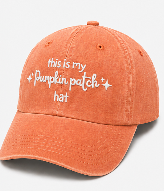 Embroidered This Is My Pumpkin Patch Hat, Adult, Unisex, Washed Chino Cap