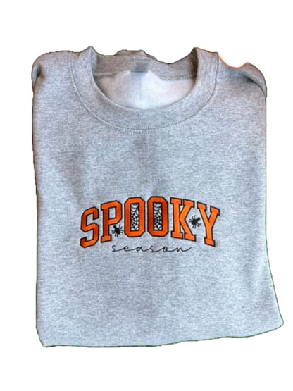 Embroidered 'Spooky Season' Hoodie or Crew Neck, Long Sleeve, Classic fit, Unisex, Adult