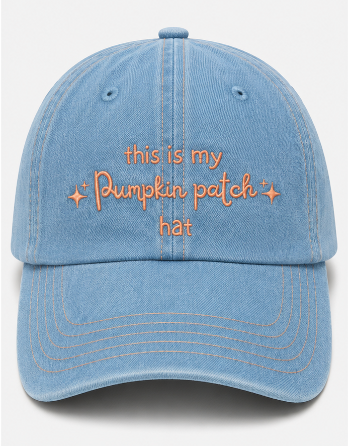 Embroidered This Is My Pumpkin Patch Hat, Adult, Unisex, Washed Chino Cap