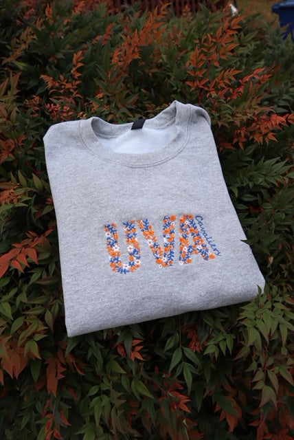 Embroidered "Floral Lettering Cavs", Hoodie or Crew Neck, Long Sleeve, Classic fit, Unisex, Adult