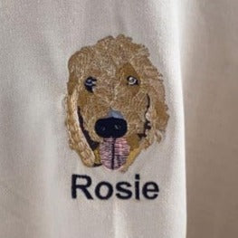 Custom Pet Embroidery on Hooded Sweatshirt or Crew Neck Long Sleeve, Classic fit, Unisex, Adult